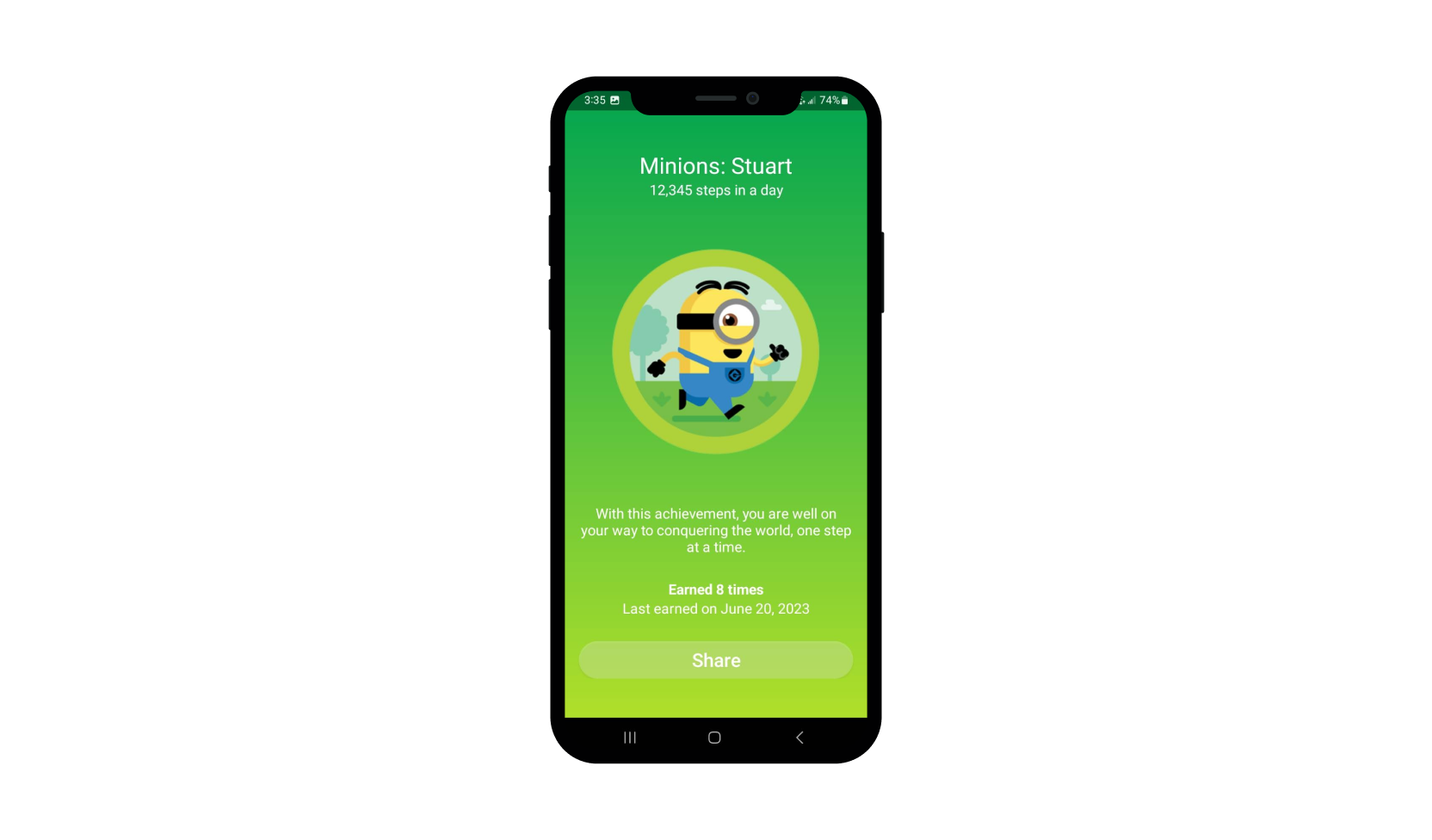 A mobile screen presenting in-app badges.