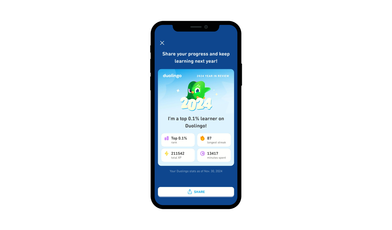 A mobile screen presenting in-app points.