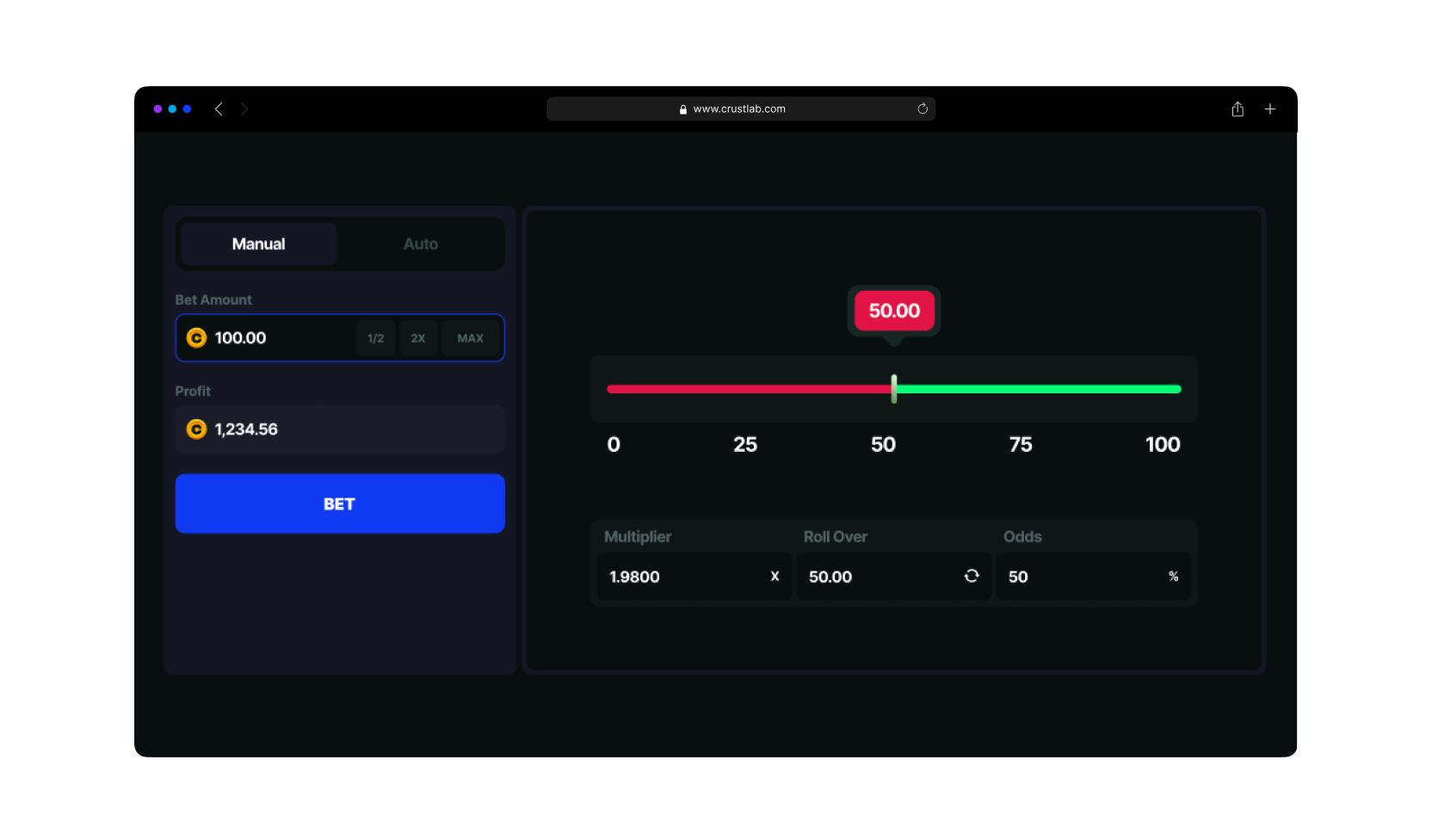 Dice game example view