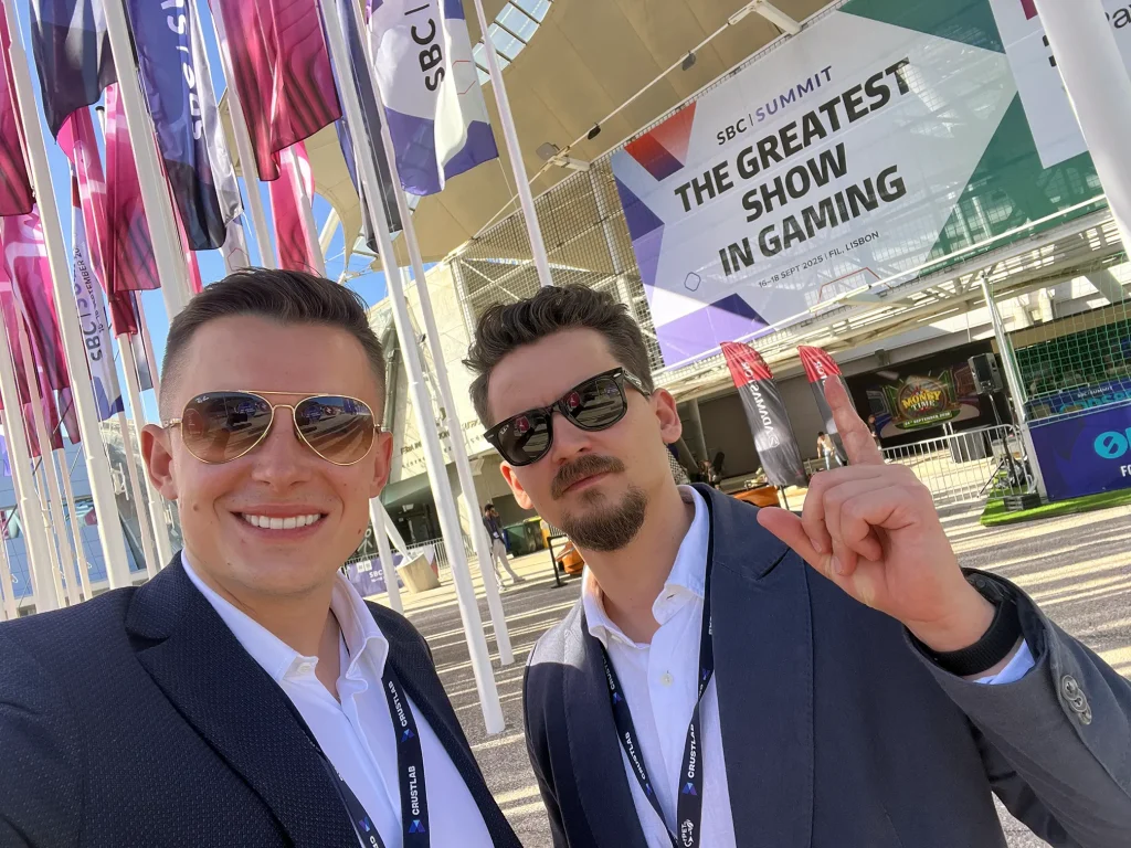 Adam Gontarz and Beniamin Pliszek at the SBC Summit 2025 in Lisbon.