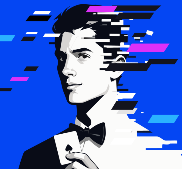 Illustration showing a vector image of a casino dealer